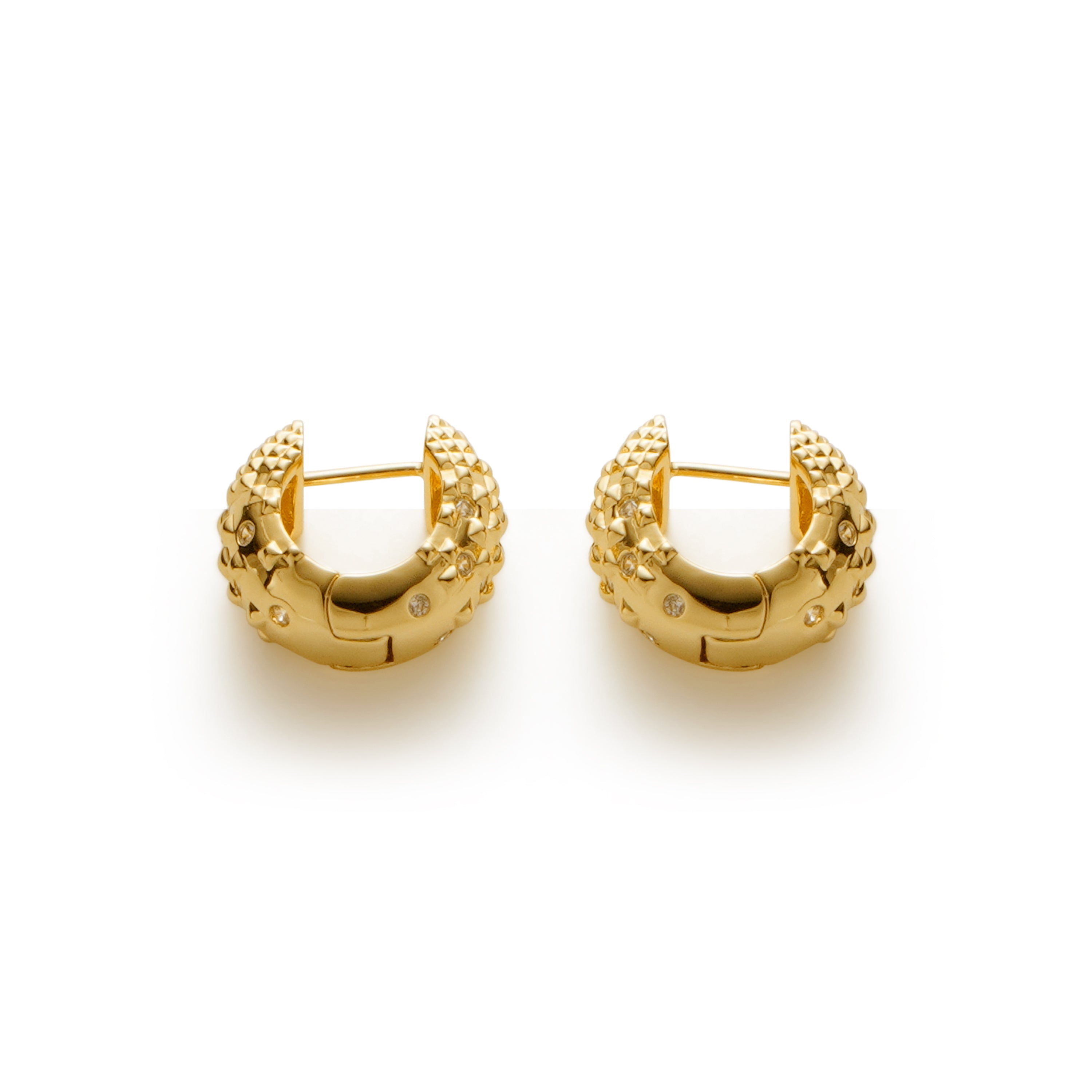 RSNY Diamond Textured Earrings - RSNY R2140B 铜镀金/银耳针 约8*16*17mm 钻石纹设计元素/时尚感几何造型/镜面级精工抛光/纯银高品质耳针