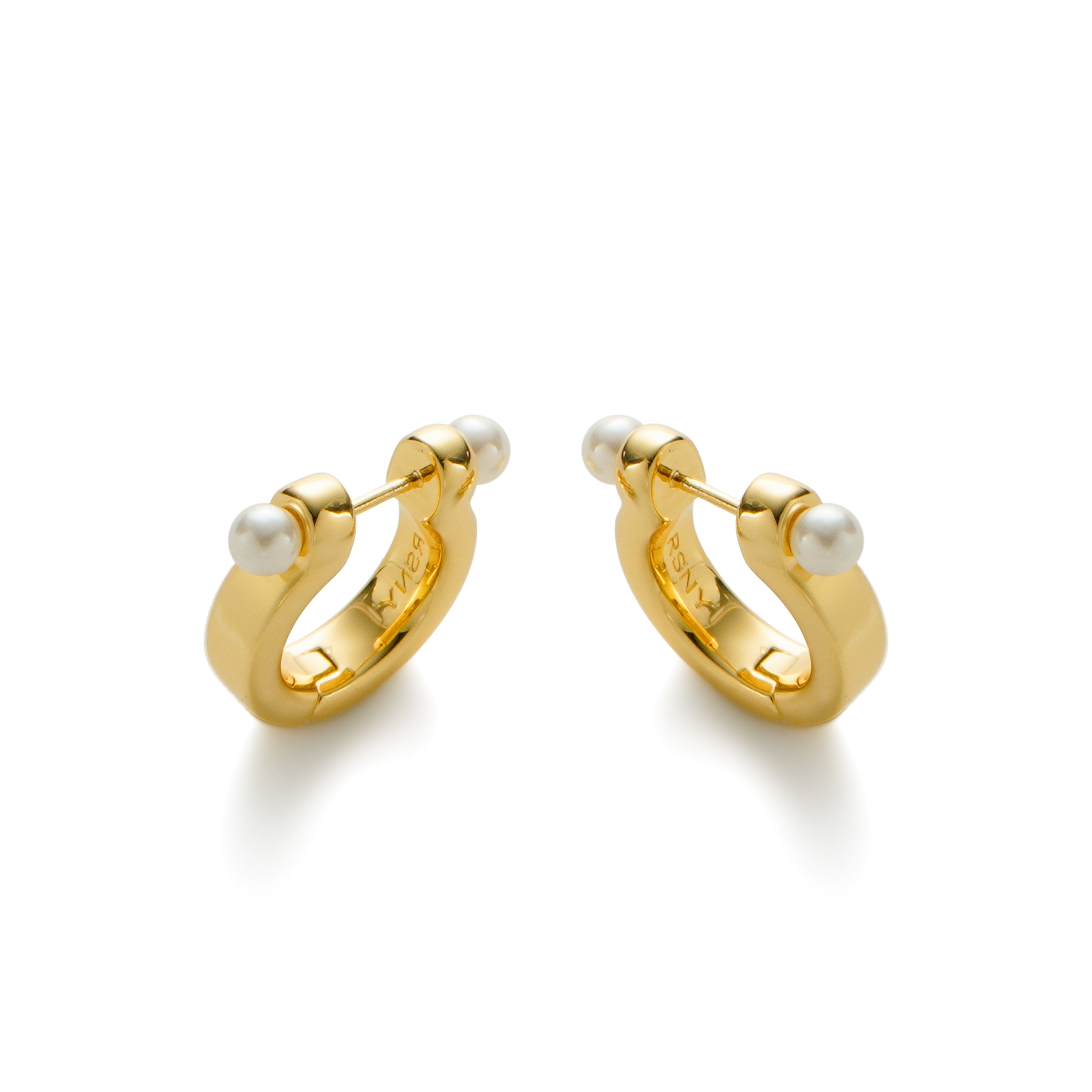 RSNY simple pearl earrings - RSNY R2110B 铜镀金/银耳针 约5*18*20mm 通勤款几何造型/优选精品级贝珠/微厚重精巧质感/镜面级精工抛光