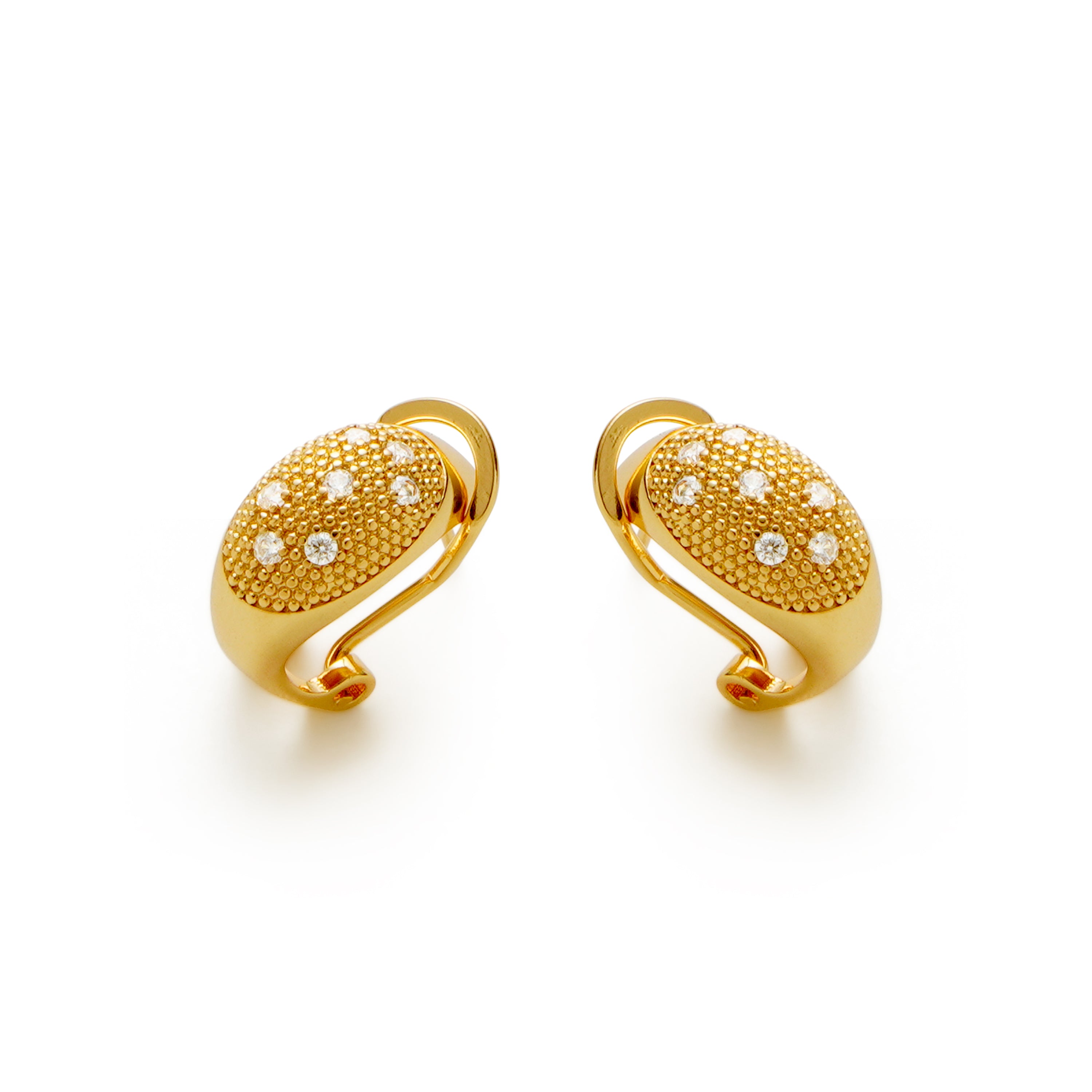 RSNY Geometric Earrings - RSNY R2182B 铜镀金/银耳针 约18*10*10mm 钻石纹设计元素/几何感切面造型/纯银高品质耳针/精巧感开合设计