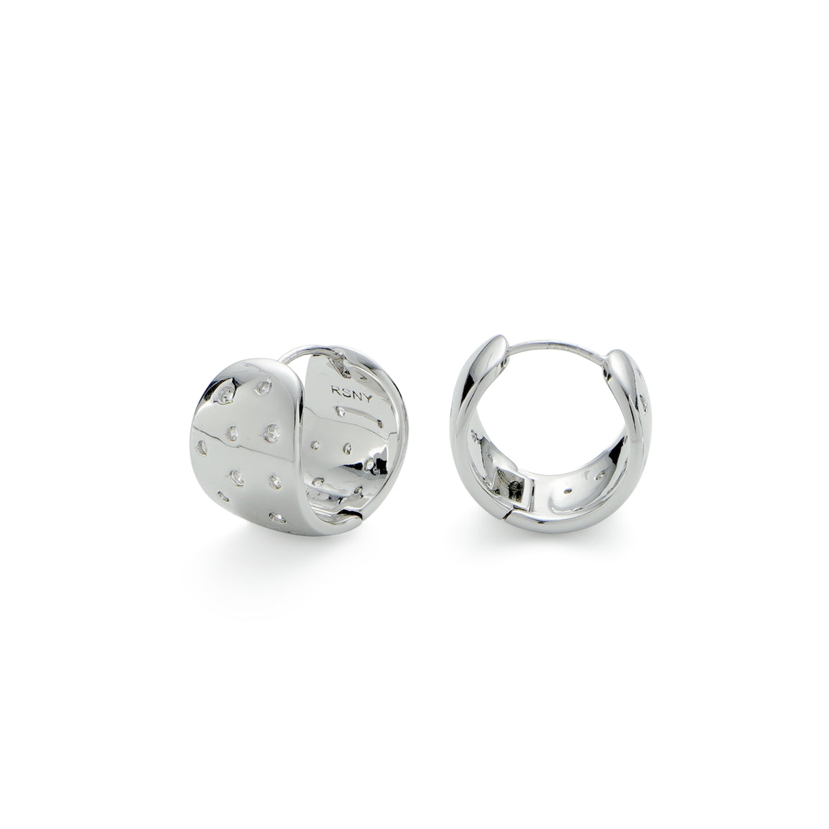 RSNY Geometric Earrings - RSNY R2130A 铜镀铑/银耳针 约11*13*15mm 钻石型设计元素/通勤款几何造型/精致感细节处理/纯手工镶嵌技艺
