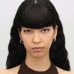 RSNY princess square chain earrings - RSNY R2106A 铜镀铑/银耳针 约6*19*20mm 几何感切面造型/镜面级精工抛光/精致感细节处理/精选优质仿钻石