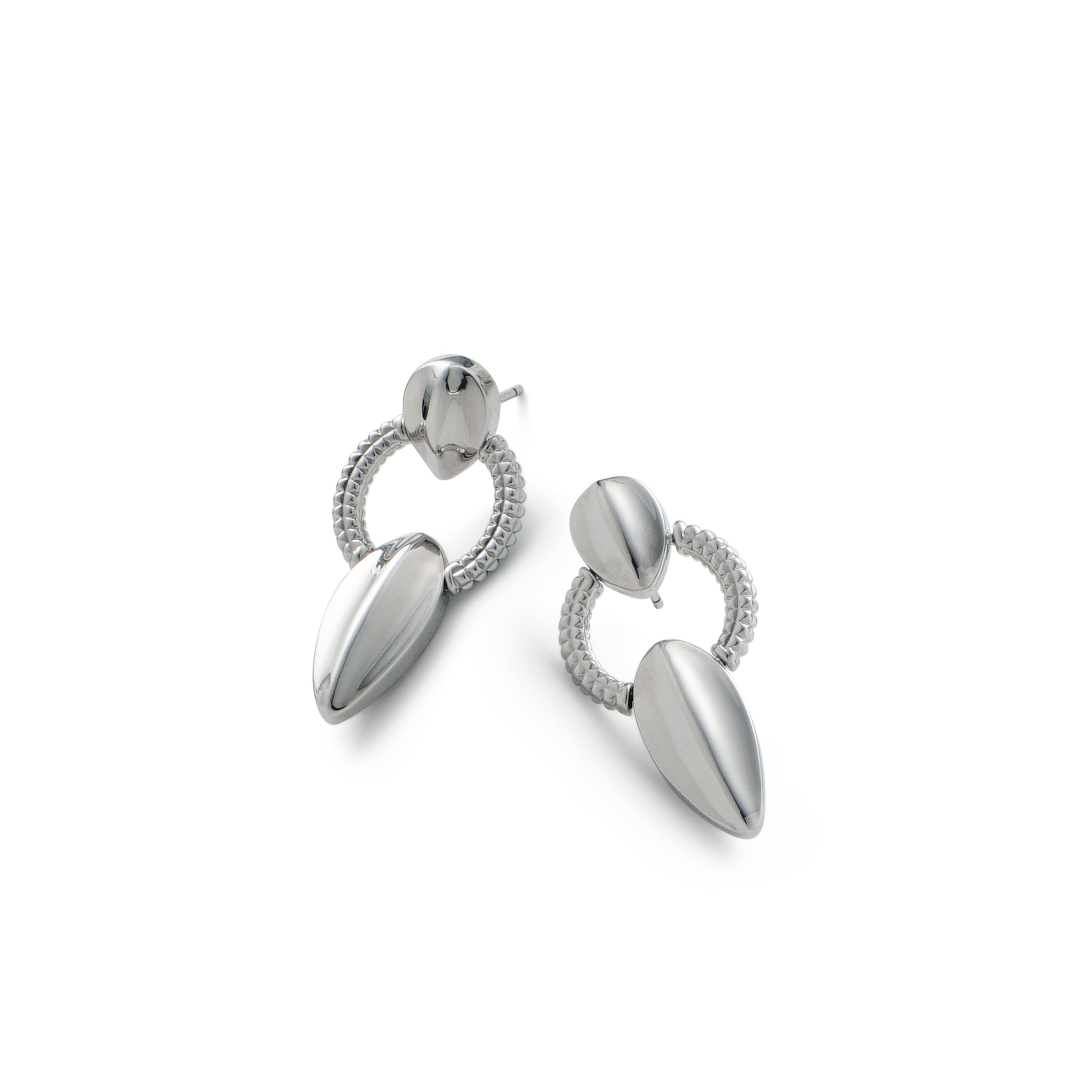 RSNY Roman Styling Earrings - RSNY R2129A 铜镀铑/银耳针 约15*29*5mm 立体感几何设计/纯手工精雕工艺/镜面级精工抛光/纯银高品质耳针