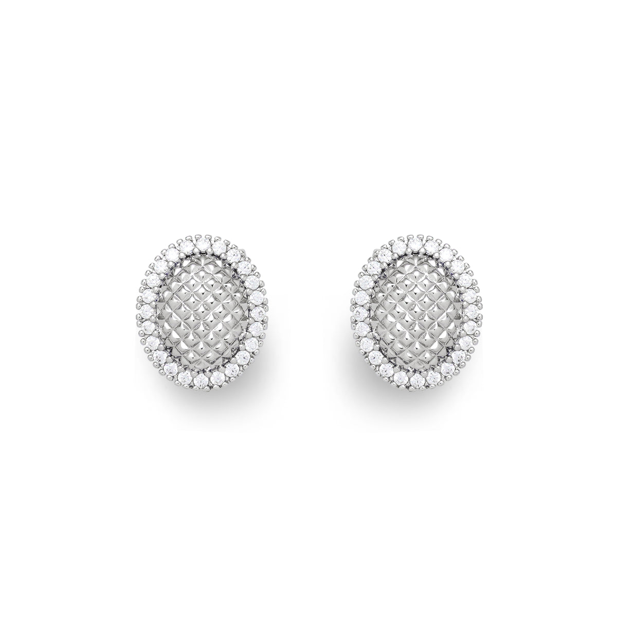RSNY Diamond Egg Earrings - RSNY R2042A Copper Rhodium Plated/S925 Tremella Needle/Cubic Zirconia Weight: 5.4g Size: 15 * 13 * 5mm Diamond pattern design elements/sterling silver high-quality ear needles/pure manual inlay skills/mirror-level precision polishing/lightweight brand craftsmanship