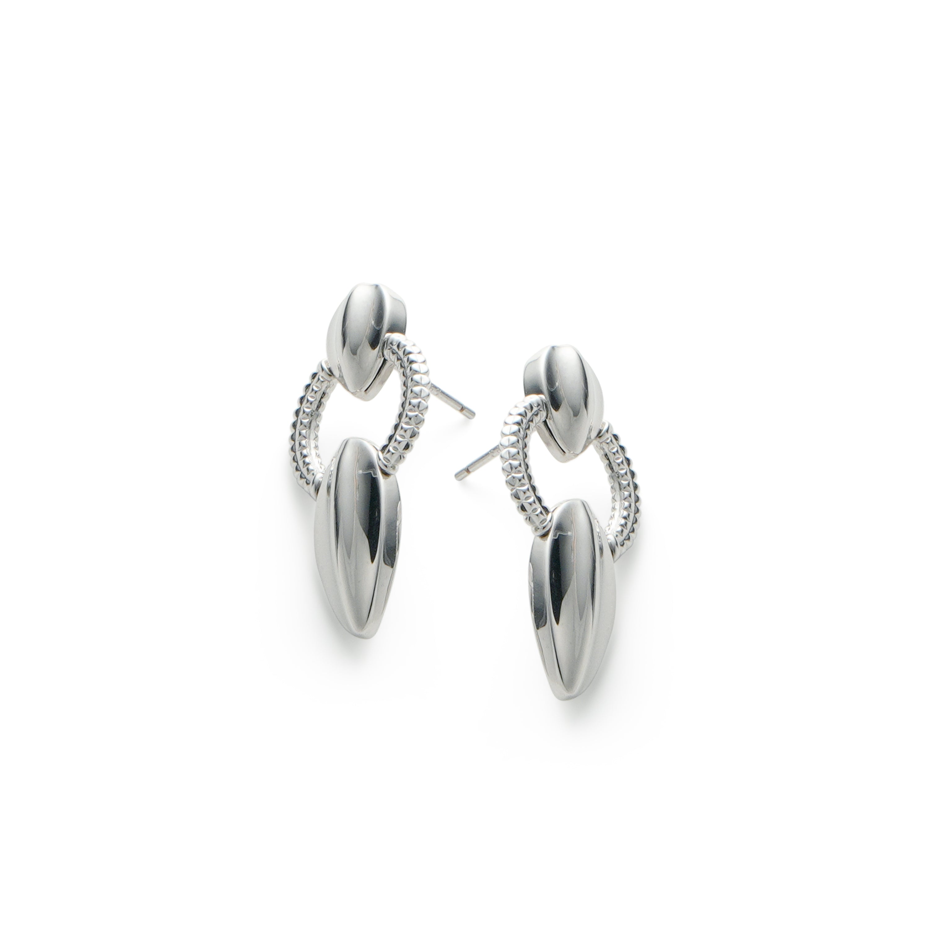 RSNY Roman Styling Earrings - RSNY R2129A 铜镀铑/银耳针 约15*29*5mm 立体感几何设计/纯手工精雕工艺/镜面级精工抛光/纯银高品质耳针