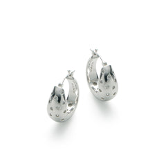 RSNY simple line earrings - RSNY R2123A 铜镀铑/银耳针 约10*21*21mm 立体感几何设计/镜面级精工抛光/精选优质仿钻石/纯银高品质耳针