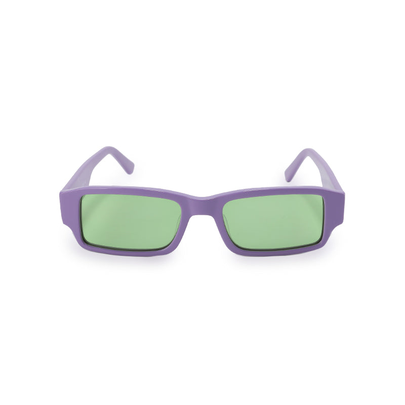 RSNY UN Falt square sunglasses - RSNY ·MJ0004D · Plate/nylon lenses · Frame width 148mm/temple length 145mm · Lens width 53mm/height 30.1mm · Unisex geometry box version design/0 touch metal logo/Milan Fashion Week popular purple color scheme