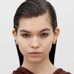 RSNY simple line earrings - RSNY R2124B 铜镀金/银耳针 约12*16*16mm 几何缠绕感元素/通勤款几何造型/镜面级精工抛光/轻量化品牌工艺