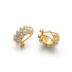 RSNY double pearl earrings - RSNY R2164B 铜镀金/银耳针 约19*8*13mm 波点型设计元素/时尚感几何造型/优选精品级贝珠/精致感细节处理