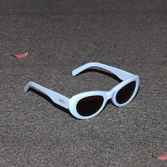 RSNY Moon OVAL Sunglasses - RSNY ·MJ0010D · Plate/nylon lenses · Frame width 145.7mm/temple length 145mm Lens width 51mm/height 34.9mm · Unisex moon art design/super touch matte plate/brand metal logo/fashionable milk blue color scheme