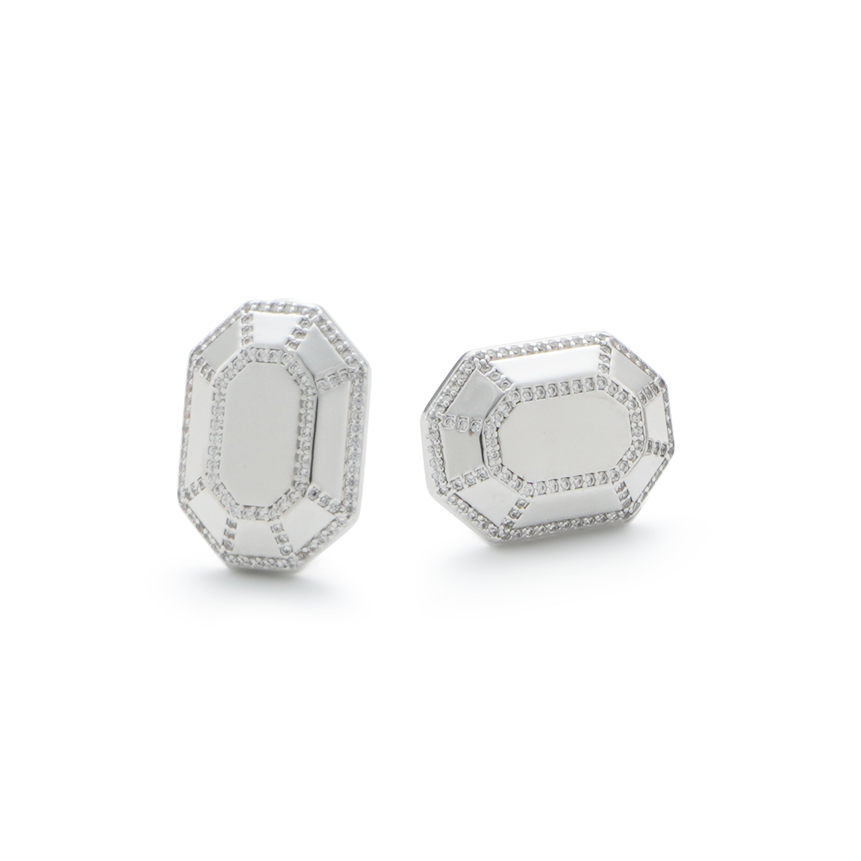 RSNY Redeen Styling Earrings - RSNY R2100A Copper Rhodium Plated/Tremella Needle Size: 14 * 20 * 4mm diamond-grade delicate cut/mirror-grade Seiko polishing/pure manual inlay skills/exquisite detail processing