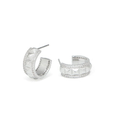RSNY diamond pattern earrings - RSNY R2098A Copper Rhodium Plated/Tremella Needle Size: 7 * 15 * 16mm diamond-grade delicate cut/three-quarter-circle earrings/pure hand-set skills/exquisite detail processing