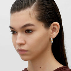 RSNY Simple Roman Earrings - RSNY R2137A 铜镀铑/银耳针 约3*31*31mm 时尚绕圈纹设计/双色奢品级电镀/几何感切面造型/精致感细节处理