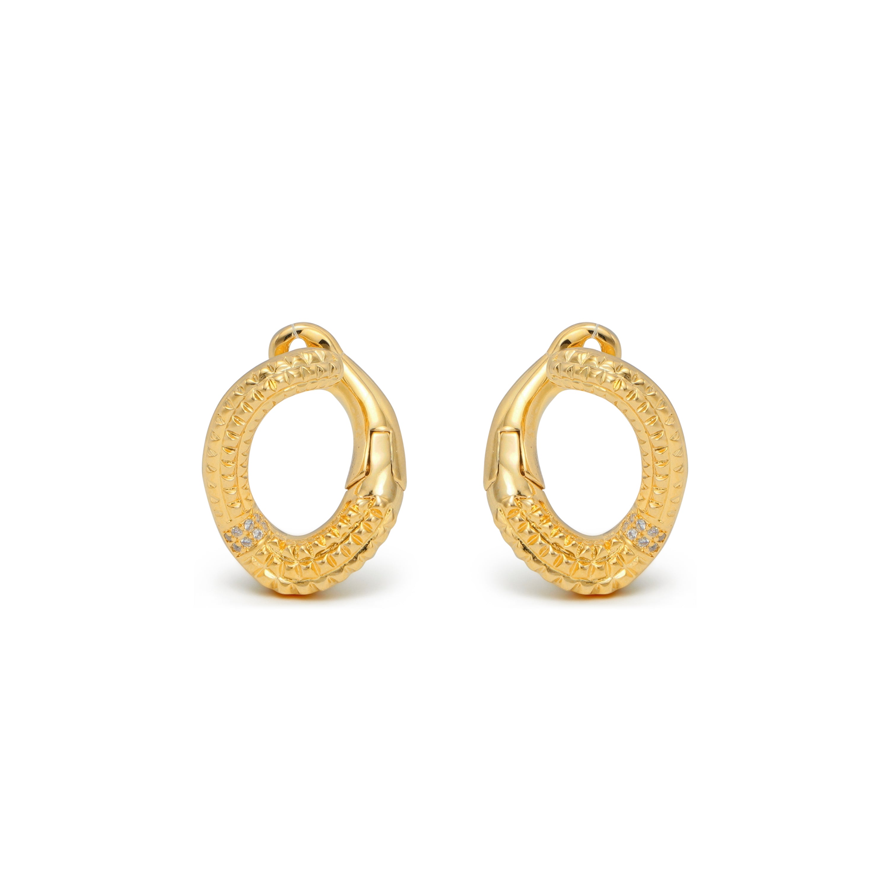 RSNY diamond pattern chain earrings - RSNY R2083B 铜镀金/银耳针约18*24*14mm 钻石纹设计元素/几何感切面造型/纯银高品质耳针/精巧感开合设计