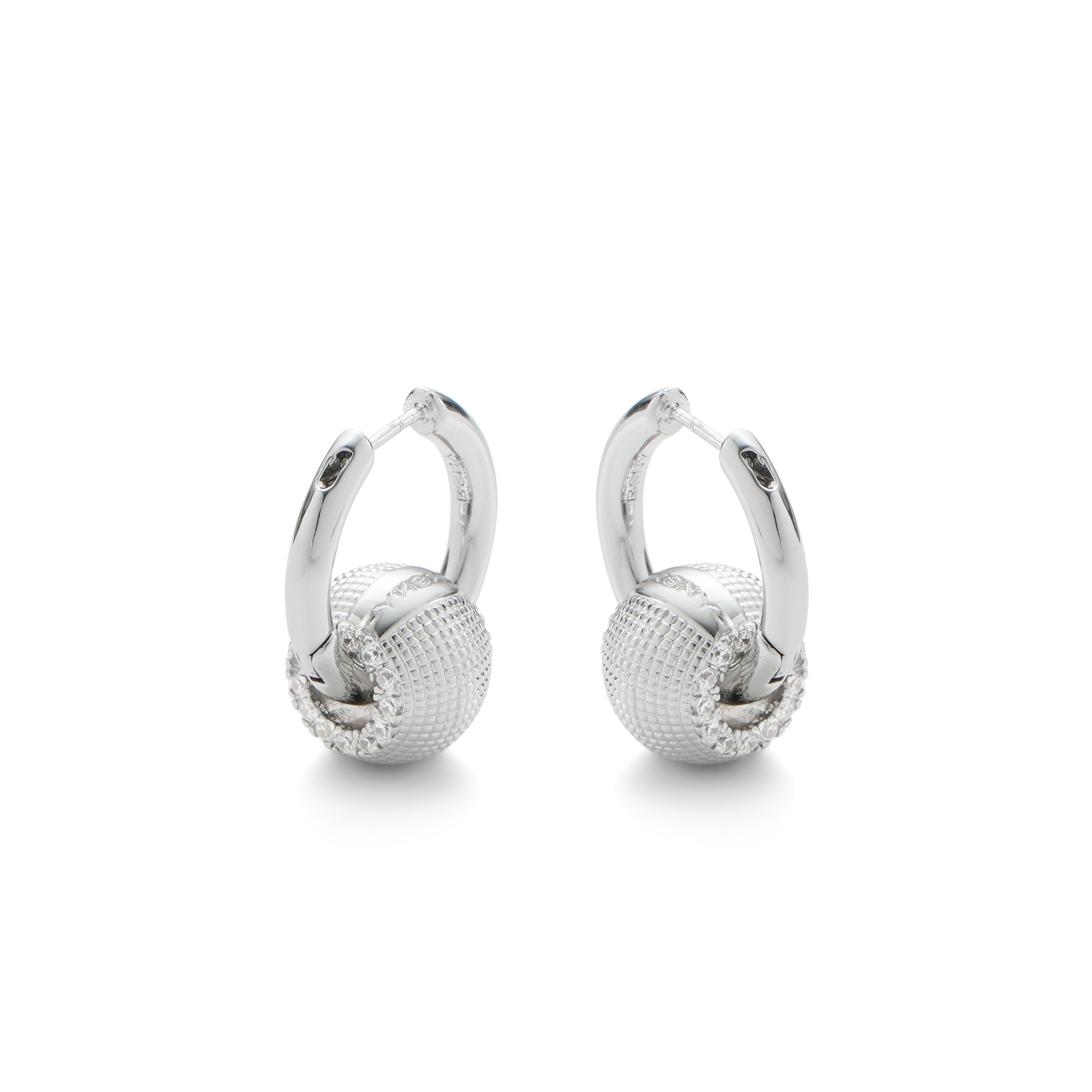 RSNY Diamond Textured Earrings - RSNY R2157A 铜镀铑/银耳针 约13*20*24mm 波点型设计元素/时尚感几何造型/纯银高品质耳针/精致感细节处理