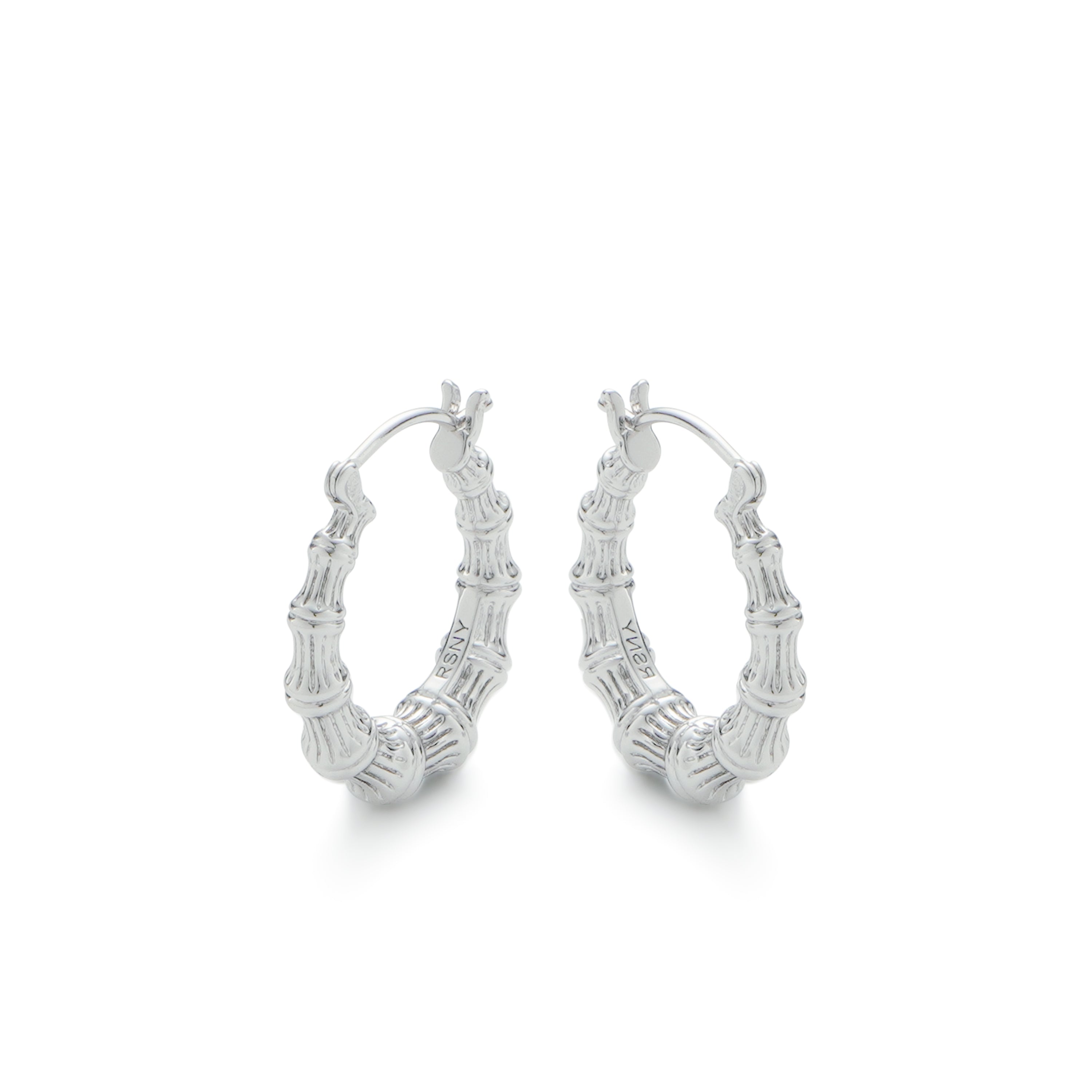 RSNY Roman style earrings - RSNY R2133A 铜镀铑/银耳针 约5*22*20mm 时尚绕圈纹设计/通勤款几何造型/纯手工精雕工艺/纯银高品质耳针