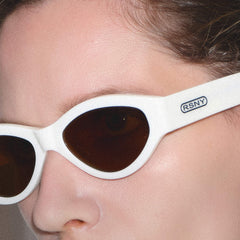 RSNY NP Cat Eye Sunglasses - RSNY ·MJ0005B · Plate/nylon lenses · Frame width 145mm/temple length 145mm · Lens width 54mm/height 33.4mm · Unisex aesthetic cat eye frame design/0 touch metal logo/widened temple on both sides/milk white color scheme highlights soft and bright