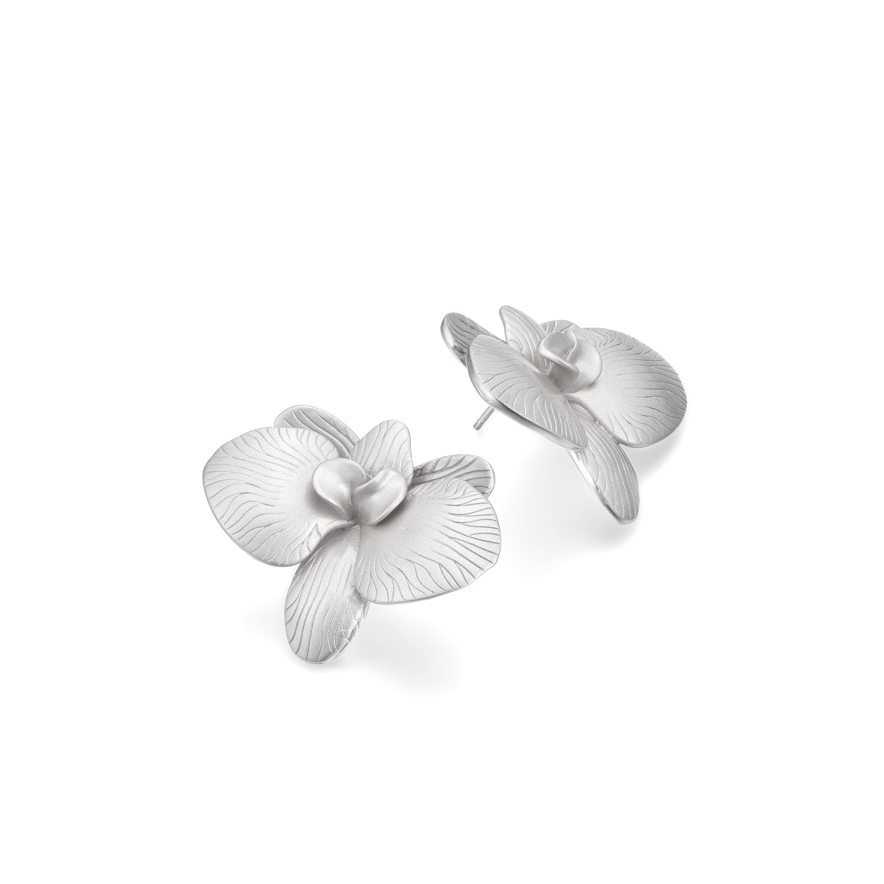 RSNY flower stud earrings - RSNY R2015 Size: 38 * 32 * 8mm Elegant flower elements/fashionable geometric shape/sterling silver high-quality ear needles/pure handmade fine carving process