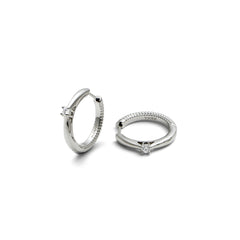 RSNY ring shape earrings - RSNY R2029A Rhodium copper plating/cubic zirconia Weight: 5.5g Size: 21 * 3 * 24mm Diamond pattern design elements/diamond ring type exquisite shape/pure hand inlay skills/sterling silver high-quality ear needles