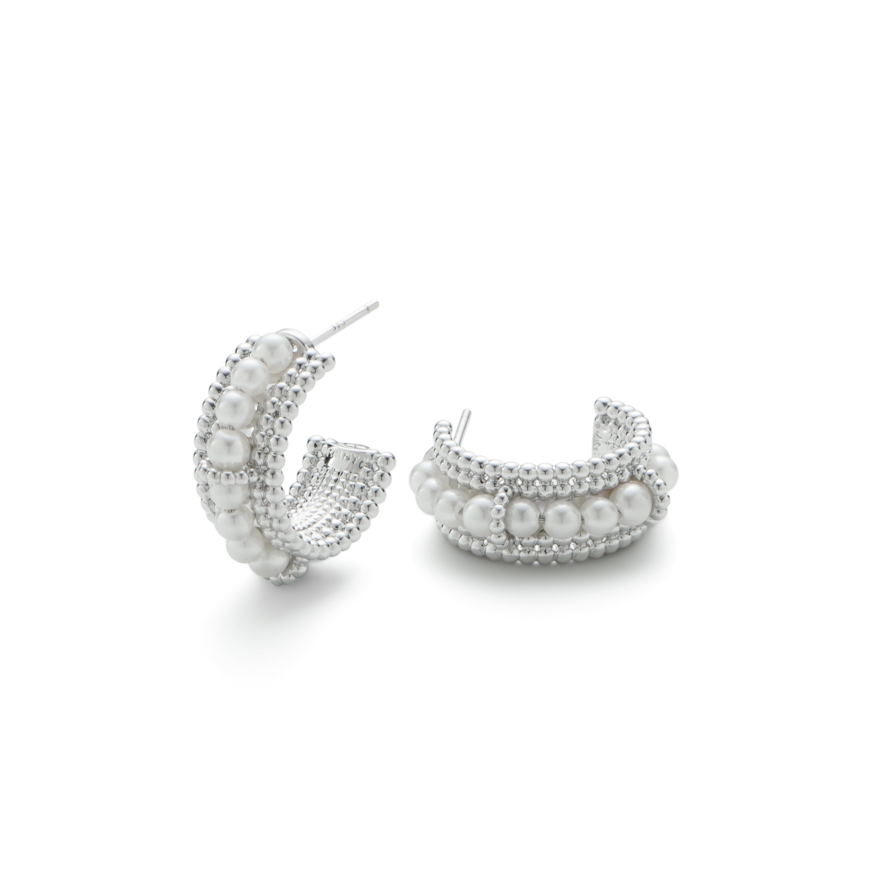 RSNY pearl earrings - RSNY R2153A 铜镀铑/银耳针 约21*9*21mm 波点型设计元素/时尚感几何造型/优选精品级贝珠/精致感细节处理