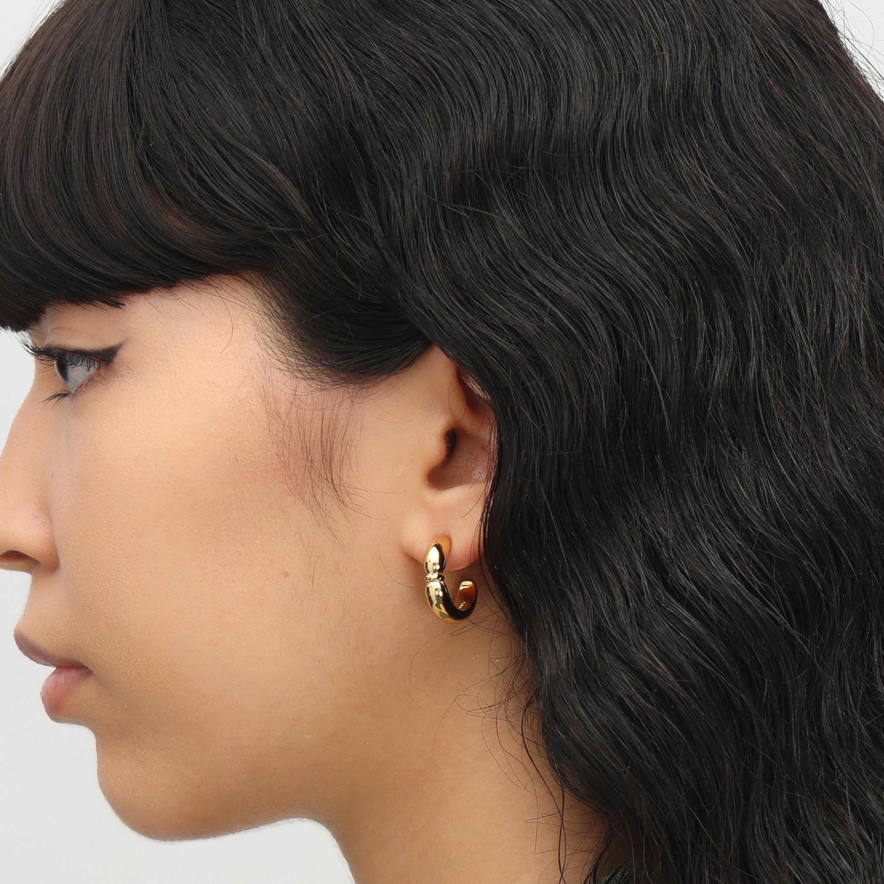 RSNY geometric earrings - RSNY R2091B Copper Gold Plated/S925 Tremella Needle/Brand Ear Plug Weight: 8.4g Size: 20 * 6 * 20mm Geometric winding elements/commuter simple size: shape/sterling silver high-quality ear needles/mirror-grade Seiko polishing/lightweight brand craftsmanship
