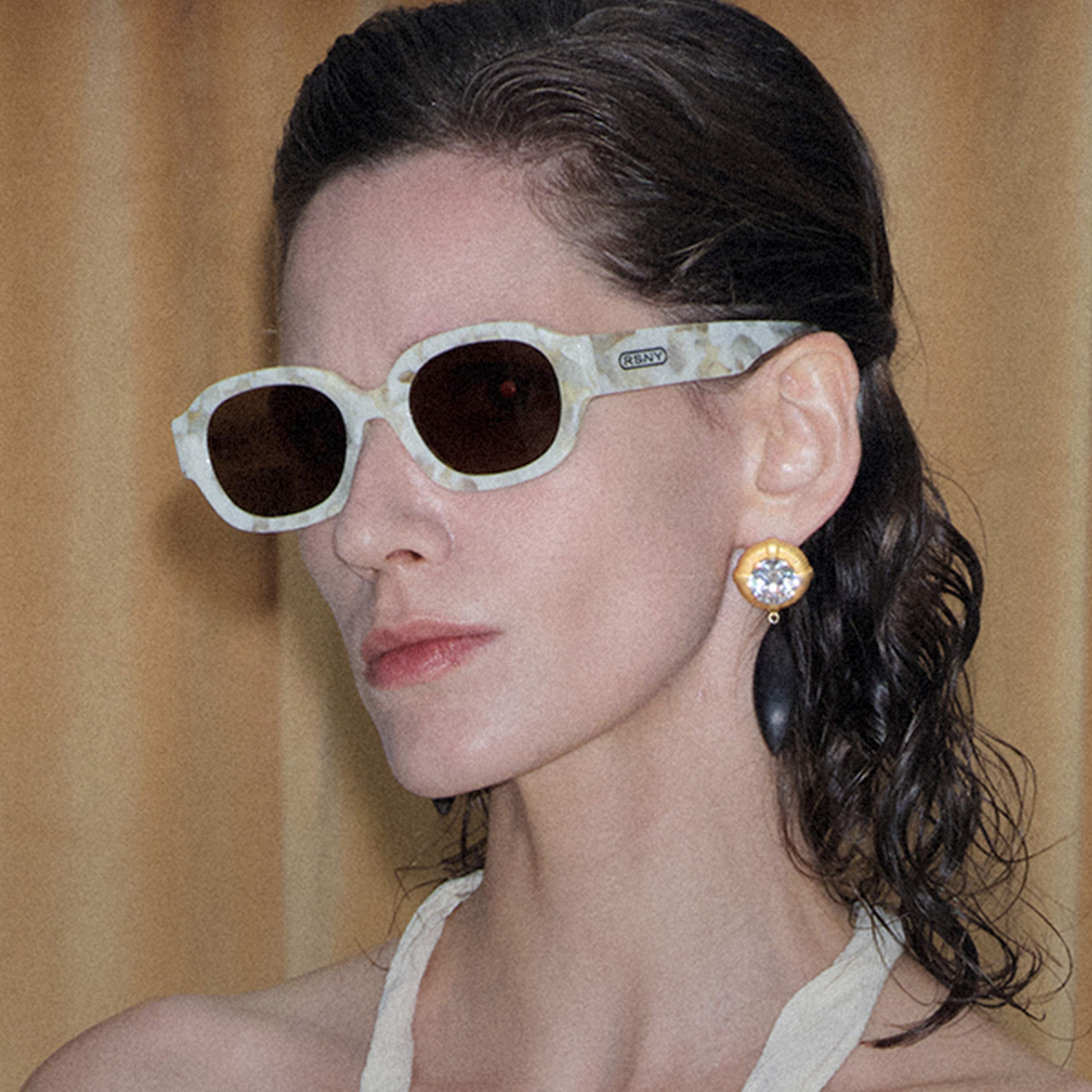 RSNY UN Retro Oval Sunglasses - RSNY ·MJ0007D · Plate/nylon lenses · Frame width 148.5mm/temple length 147mm · Lens width 53mm/height 38.2mm · Unisex retro oval shape design/0 touch metal logo/widened temple is more comfortable to wear/customized white retro texture plate