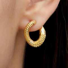 RSNY diamond pattern chain earrings - RSNY R2083B 铜镀金/银耳针约18*24*14mm 钻石纹设计元素/几何感切面造型/纯银高品质耳针/精巧感开合设计