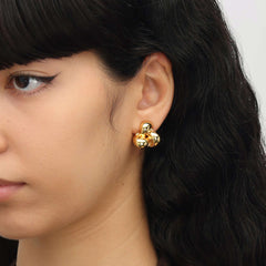 RSNY Geometric Stud Earrings - RSNY R2128B 铜镀金/银耳针 约20*19*8mm 几何缠绕感元素/交错环几何造型/轻量化品牌工艺/高韧性弹簧耳扣