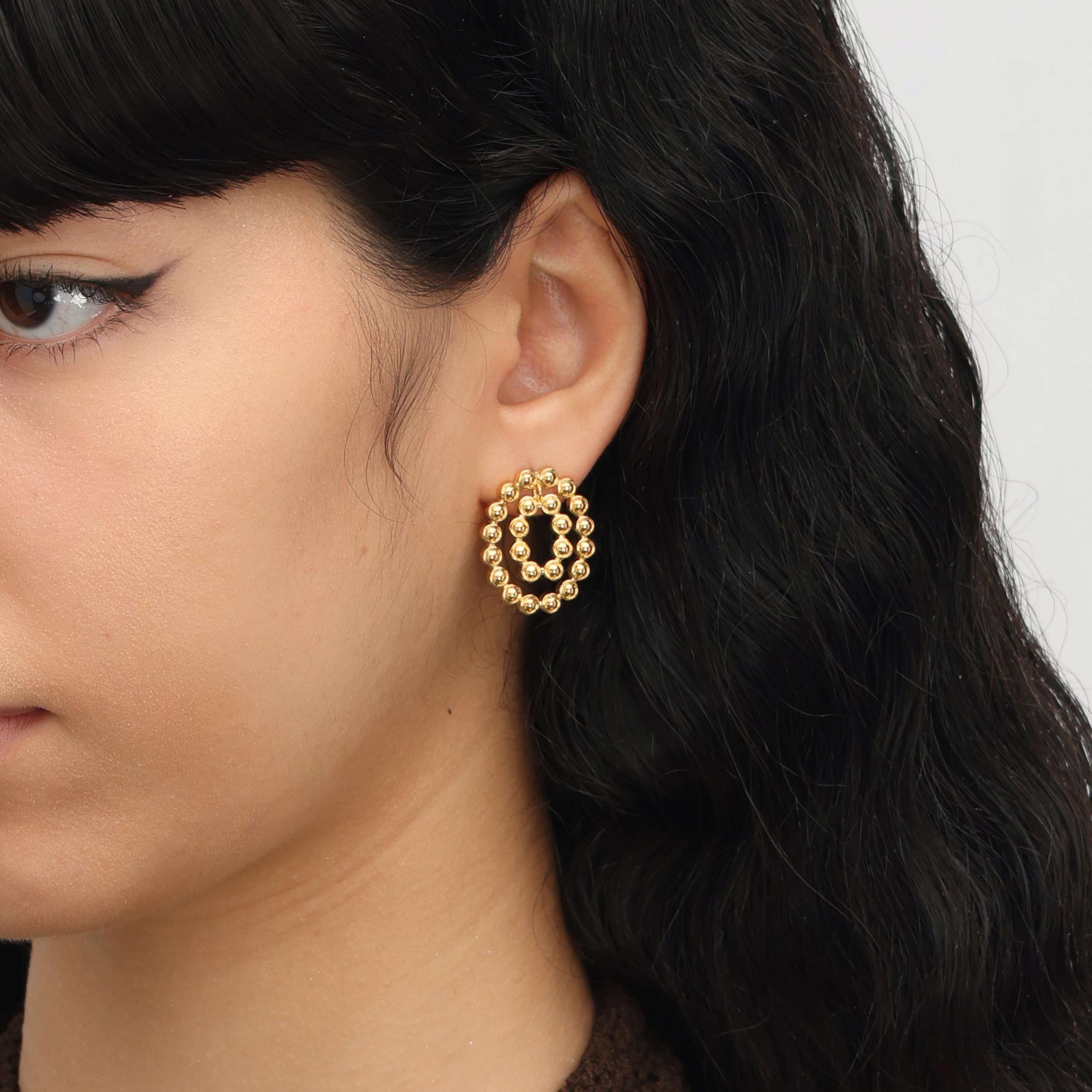 RSNY round ring smart stud earrings - RSNY R2120B 铜镀金/银耳针 约21*25*2mm 立体感几何设计/镜面级精工抛光/纯手工精雕工艺/纯银高品质耳针