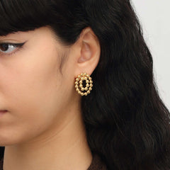 RSNY round ring smart stud earrings - RSNY R2120B 铜镀金/银耳针 约21*25*2mm 立体感几何设计/镜面级精工抛光/纯手工精雕工艺/纯银高品质耳针