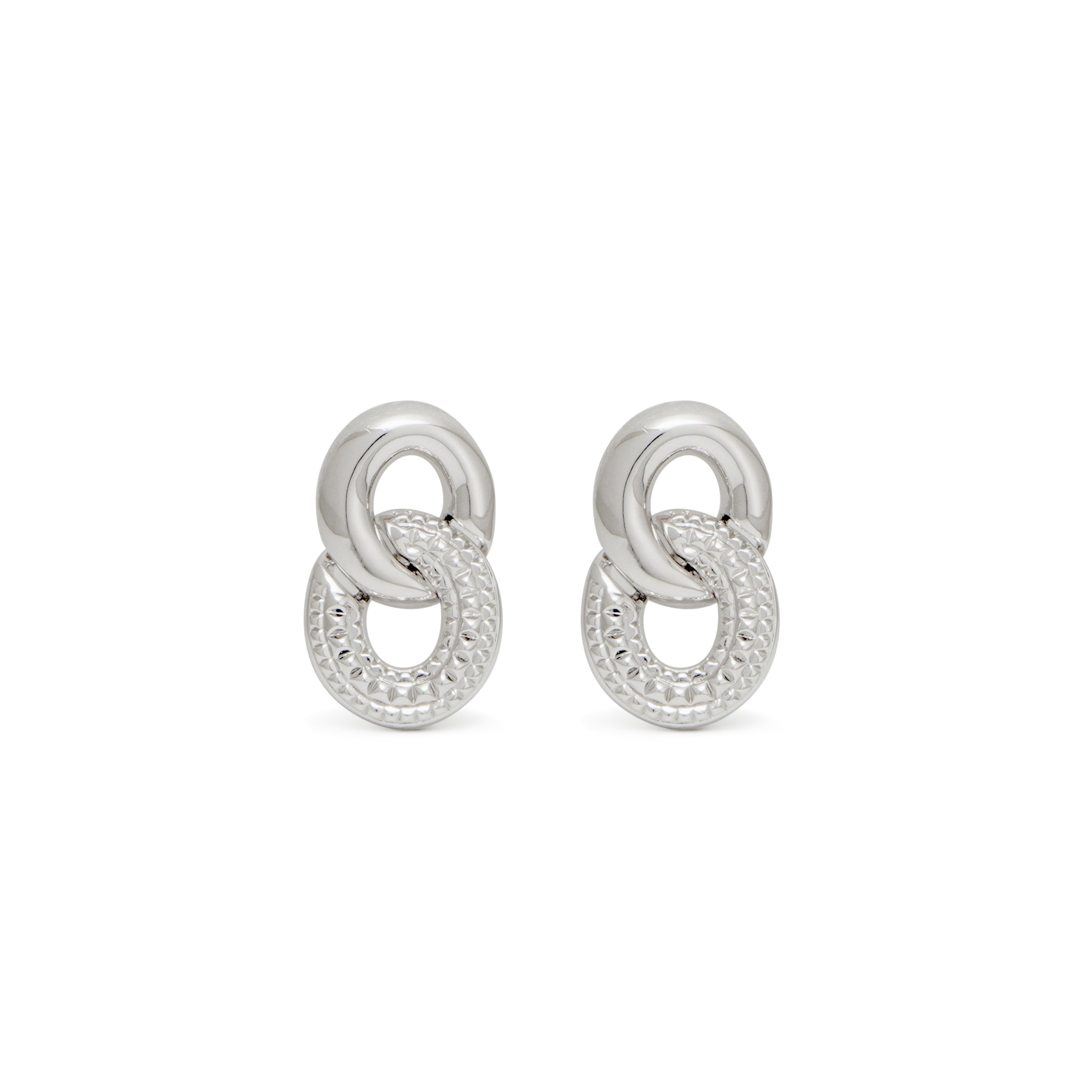 RSNY diamond pattern chain earrings - RSNY R2059A Copper Rhodium Plated/Tremella Needle Size: 15 * 25 * 4mm Diamond pattern design elements/sterling silver high-quality ear needles/staggered ring geometric shape/lightweight brand craftsmanship