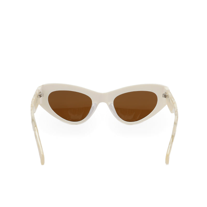 RSNY Dazzling SOFT Cat Eye Sunglasses - RSNY ·MJ0011C · Plate/nylon lenses · Frame width 145.7mm/temple length 145mm · Lens width 50mm/height 36.5mm · Unisex triangular cat glasses frame design/0 touch metal logo/widened temple is more comfortable to wear/milky white frame and gray texture temple mix and match color matching
