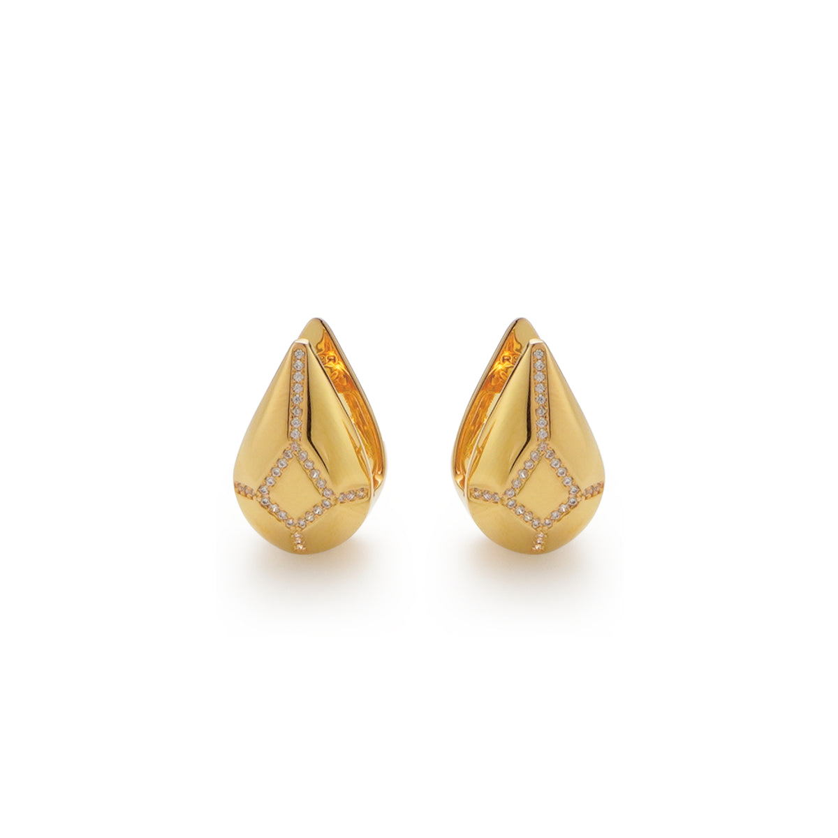 RSNY Water Drop Diamond Stud Earrings - RSNY R2112B 铜镀金/银耳针 约12*18*13mm 时尚感几何造型/镜面级精工抛光/精致感细节处理/钻石级精巧切面