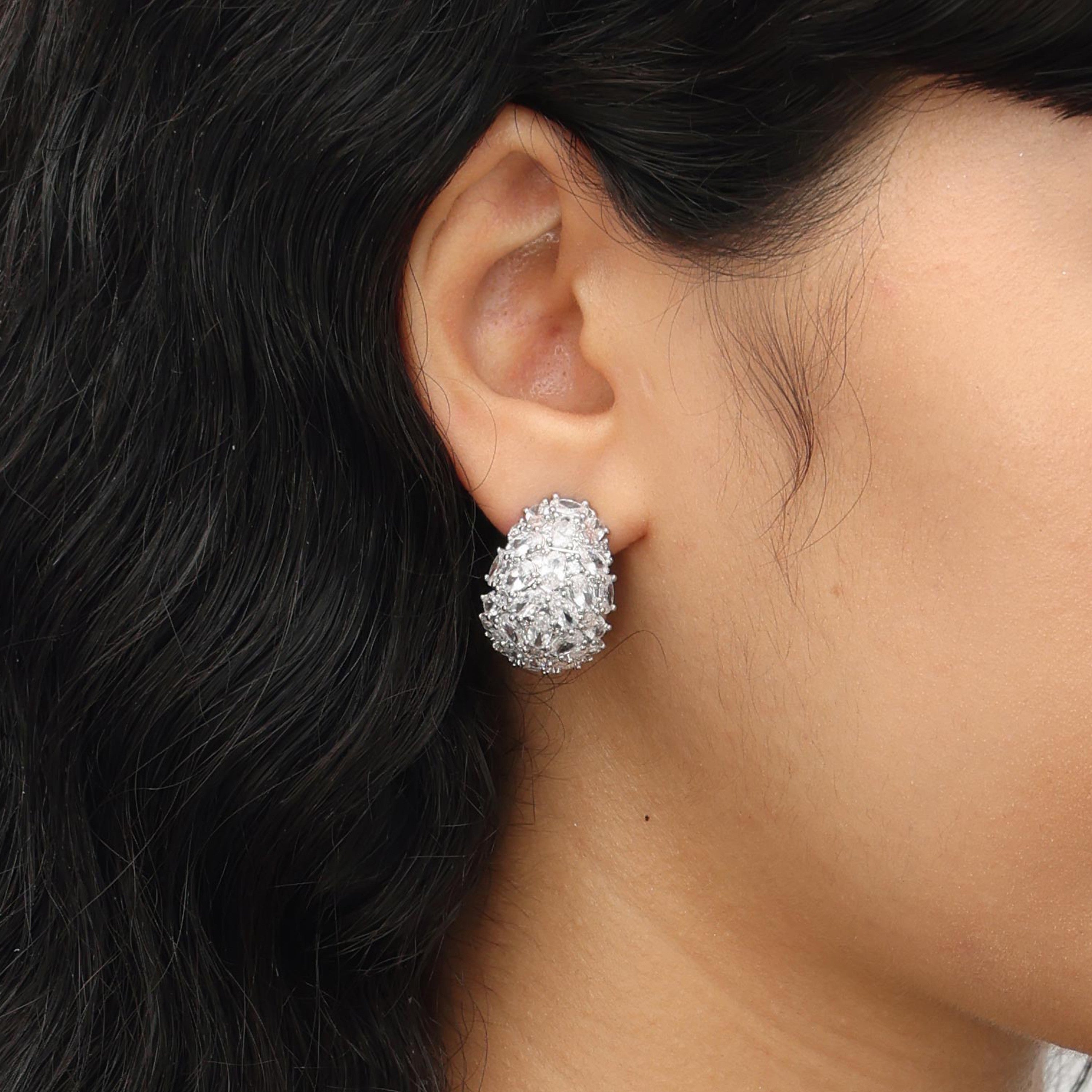 RSNY Diamond Stud Earrings - RSNY R1880 Size: 18 * 24 * 13mm Diamond grade delicate section/sterling silver high-quality ear acupuncture/high toughness spring ear buckle/lightweight brand craftsmanship