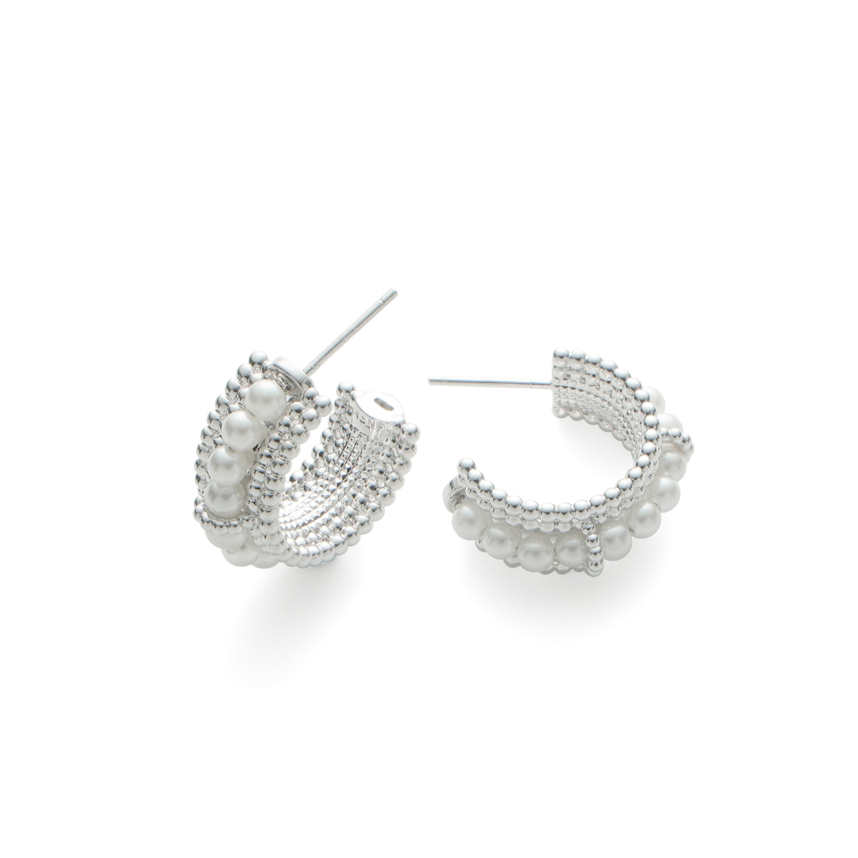 RSNY pearl earrings - RSNY R2153A 铜镀铑/银耳针 约21*9*21mm 波点型设计元素/时尚感几何造型/优选精品级贝珠/精致感细节处理