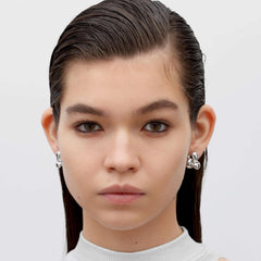RSNY Geometric Stud Earrings - RSNY R2128A 铜镀铑/银耳针 约20*19*8mm 几何缠绕感元素/交错环几何造型/轻量化品牌工艺/高韧性弹簧耳扣
