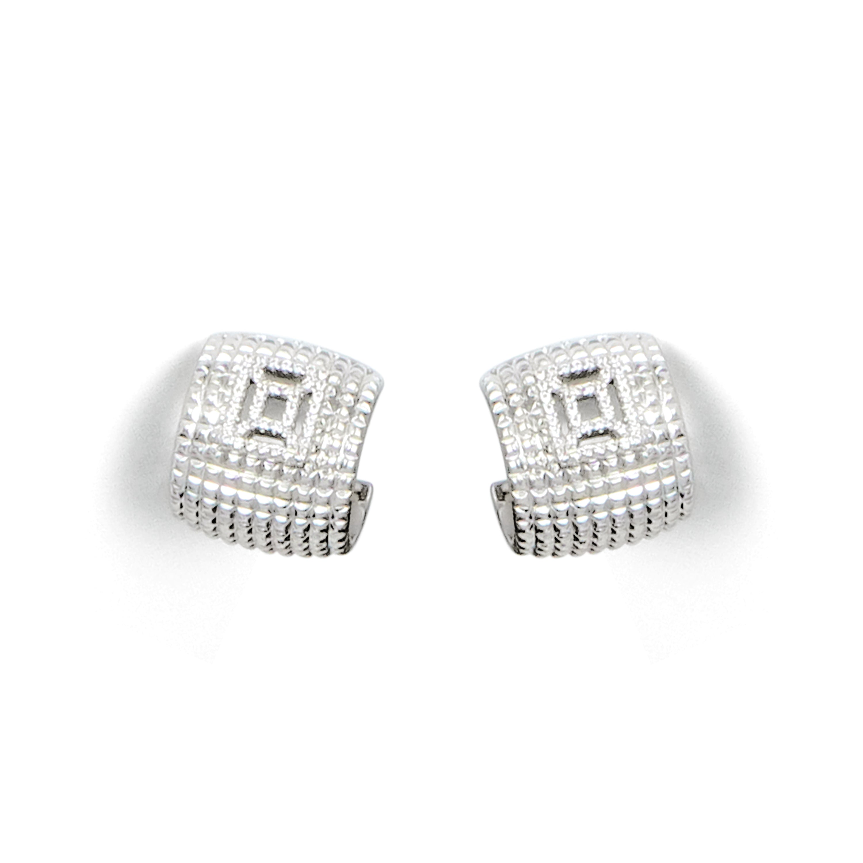 RSNY diamond pattern earrings - RSNY R2023A Copper Rhodium Plated/S925 Tremella Needle/Cubic Zirconia/Brand Ear Plug Weight: 7.9g Size: 17 * 14 * 13mm diamond pattern design elements/three-quarter-circle earrings/pure hand-inlaid skills/mirror-level Seiko polishing/lightweight brand craftsmanship