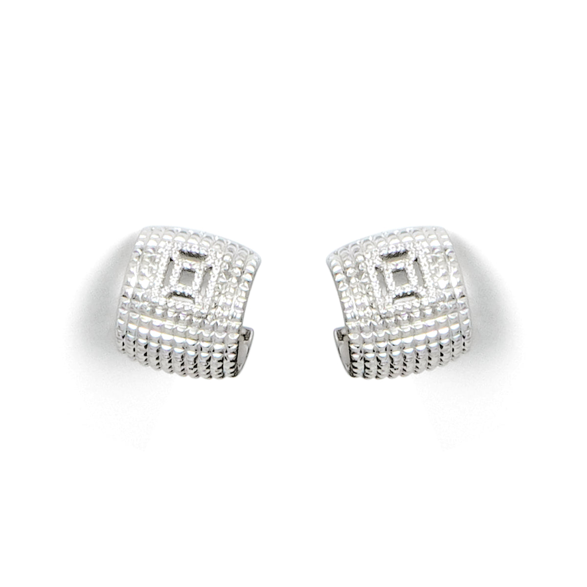 RSNY diamond pattern earrings - RSNY R2023A Copper Rhodium Plated/S925 Tremella Needle/Cubic Zirconia/Brand Ear Plug Weight: 7.9g Size: 17 * 14 * 13mm diamond pattern design elements/three-quarter-circle earrings/pure hand-inlaid skills/mirror-level Seiko polishing/lightweight brand craftsmanship