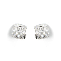 RSNY diamond pattern earrings - RSNY R2023A Copper Rhodium Plated/S925 Tremella Needle/Cubic Zirconia/Brand Ear Plug Weight: 7.9g Size: 17 * 14 * 13mm diamond pattern design elements/three-quarter-circle earrings/pure hand-inlaid skills/mirror-level Seiko polishing/lightweight brand craftsmanship