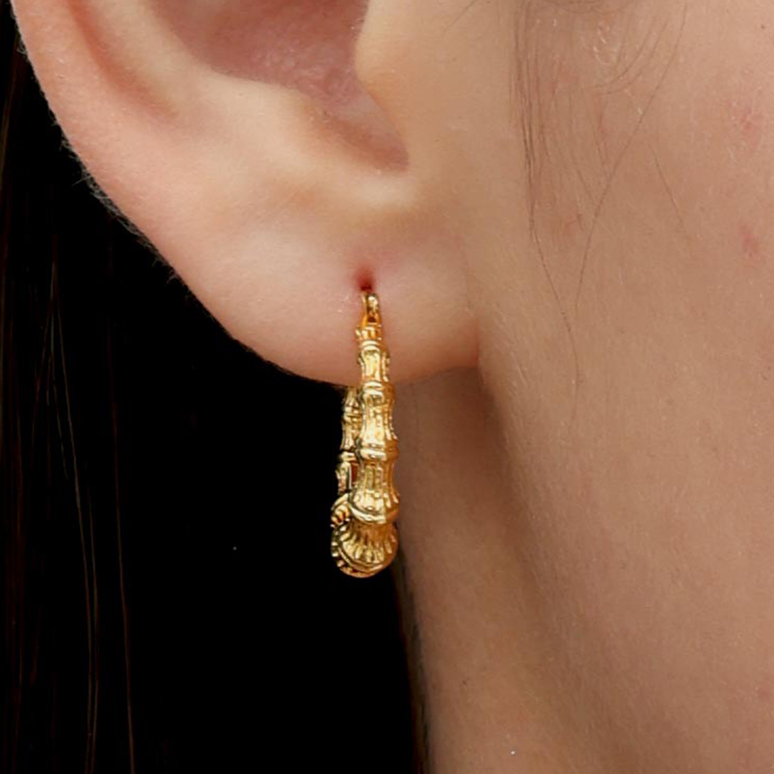 RSNY Roman style earrings - RSNY R2133B 铜镀金/银耳针 约5*22*20mm 时尚绕圈纹设计/通勤款几何造型/纯手工精雕工艺/纯银高品质耳针