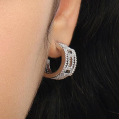 RSNY hollow geometric line earrings - RSNY R2102A Copper Rhodium Plated/Tremella Needle Size: 10 * 20 * 20mm geometric section modeling/mirror-level precision polishing/pure manual inlay technology/lightweight hollowing process