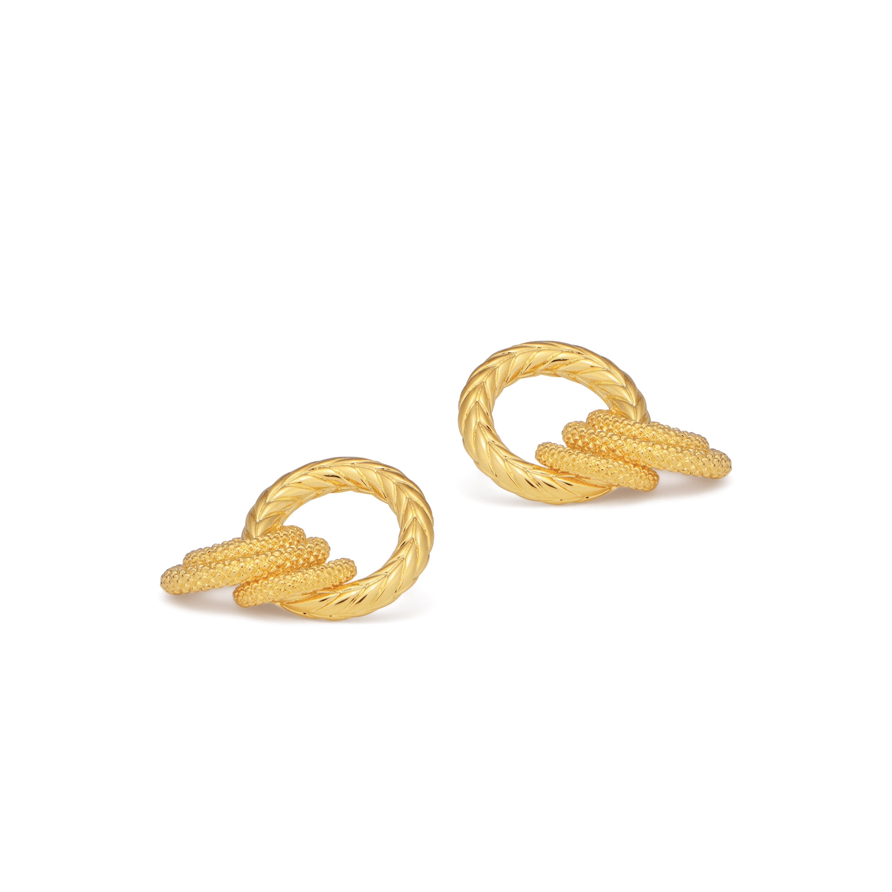 RSNY ring stud earrings - RSNY R2057B 铜镀金/银耳针约18*28*16mm 几何缠绕感元素/轻量化品牌工艺/精致感细节处理/纯银高品质耳针