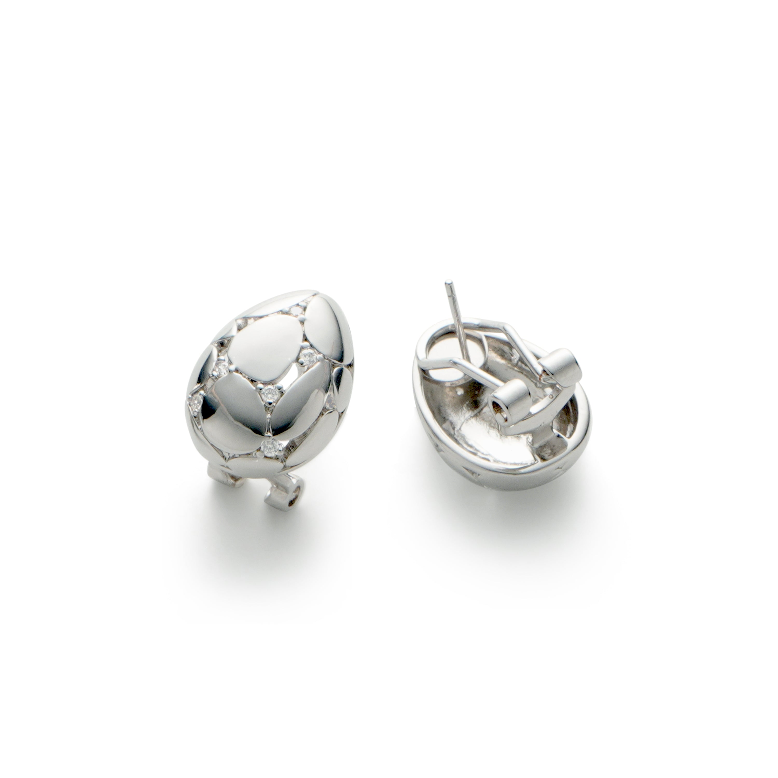 RSNY Diamond Stud Earrings - RSNY R2127A 铜镀铑/银耳针 约14*19*7mm 钻石型设计元素/通勤款几何造型/精致感细节处理/纯手工镶嵌技艺