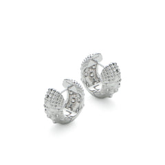 RSNY Diamond Textured Earrings - RSNY R2140A 铜镀铑/银耳针 约8*16*17mm 钻石纹设计元素/时尚感几何造型/镜面级精工抛光/纯银高品质耳针
