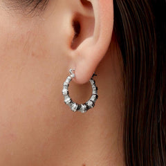 RSNY Roman style earrings - RSNY R2133A 铜镀铑/银耳针 约5*22*20mm 时尚绕圈纹设计/通勤款几何造型/纯手工精雕工艺/纯银高品质耳针