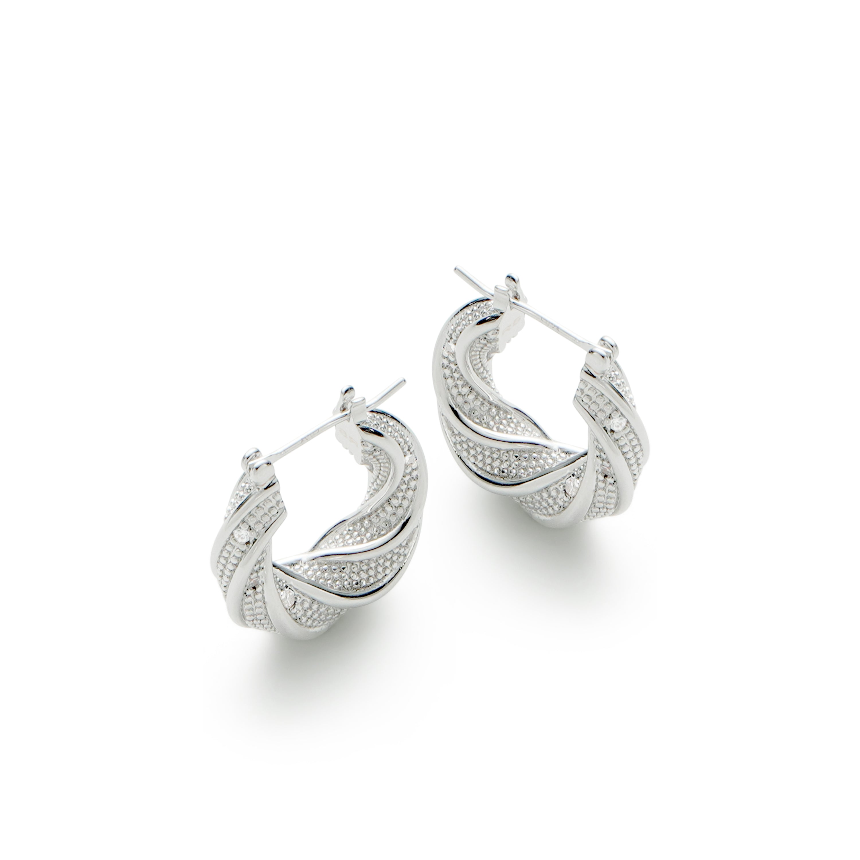 RSNY geometric abstract earrings - RSNY R2187A 铜镀铑/银耳针 约20*20*8mm 几何缠绕感元素/交错环几何造型/纯手工精雕工艺/微厚重精巧质感