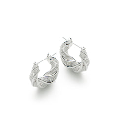 RSNY geometric abstract earrings - RSNY R2187A 铜镀铑/银耳针 约20*20*8mm 几何缠绕感元素/交错环几何造型/纯手工精雕工艺/微厚重精巧质感
