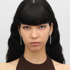 RSNY Double Wear Earring Chain - RSNY R2084A 铜镀铑/银耳针约8*48*4mm 钻石纹设计元素/时尚绕圈纹设计/精致感细节处理/纯银高品质耳针