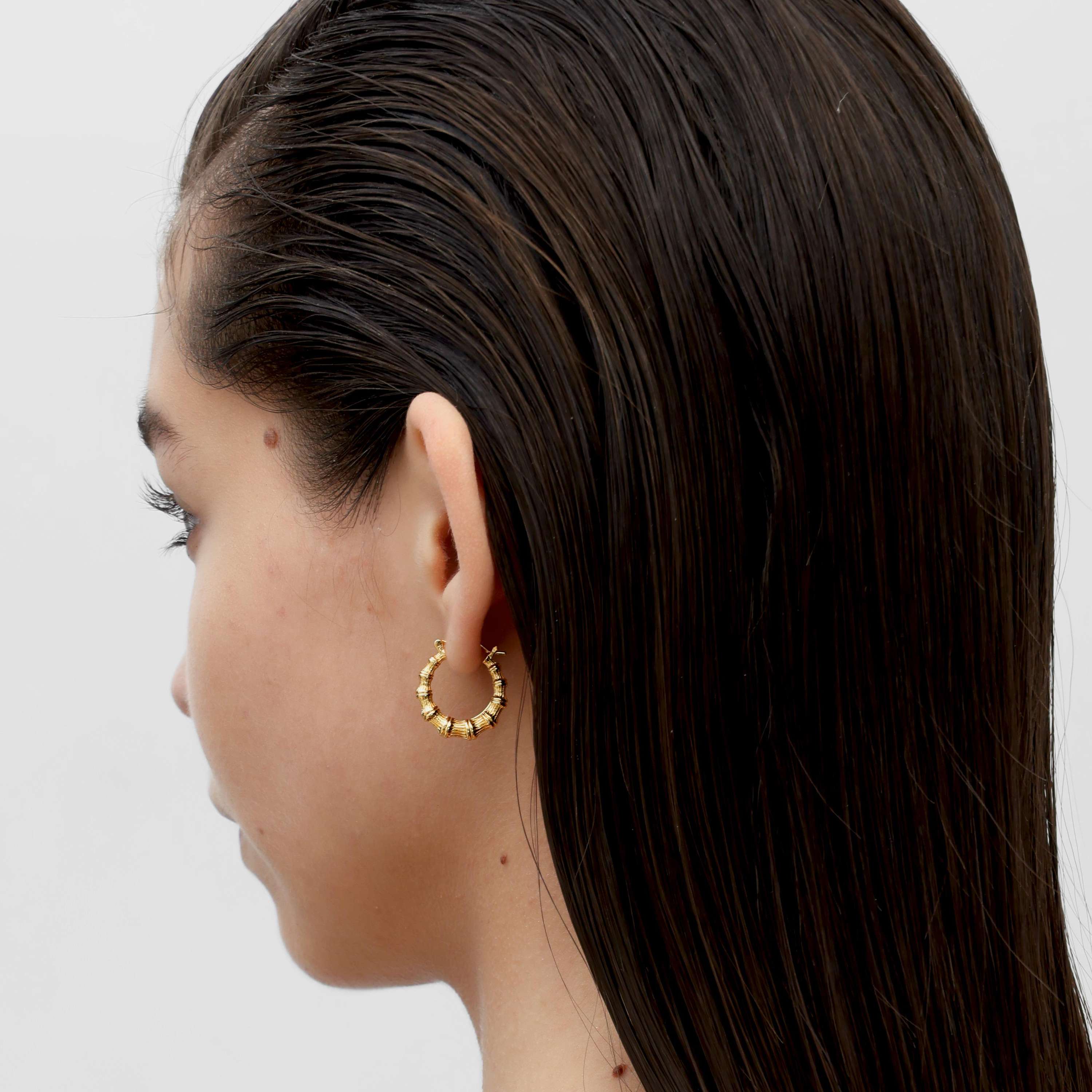RSNY Roman style earrings - RSNY R2133B 铜镀金/银耳针 约5*22*20mm 时尚绕圈纹设计/通勤款几何造型/纯手工精雕工艺/纯银高品质耳针