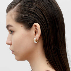 RSNY double pearl earrings - RSNY R2164B 铜镀金/银耳针 约19*8*13mm 波点型设计元素/时尚感几何造型/优选精品级贝珠/精致感细节处理