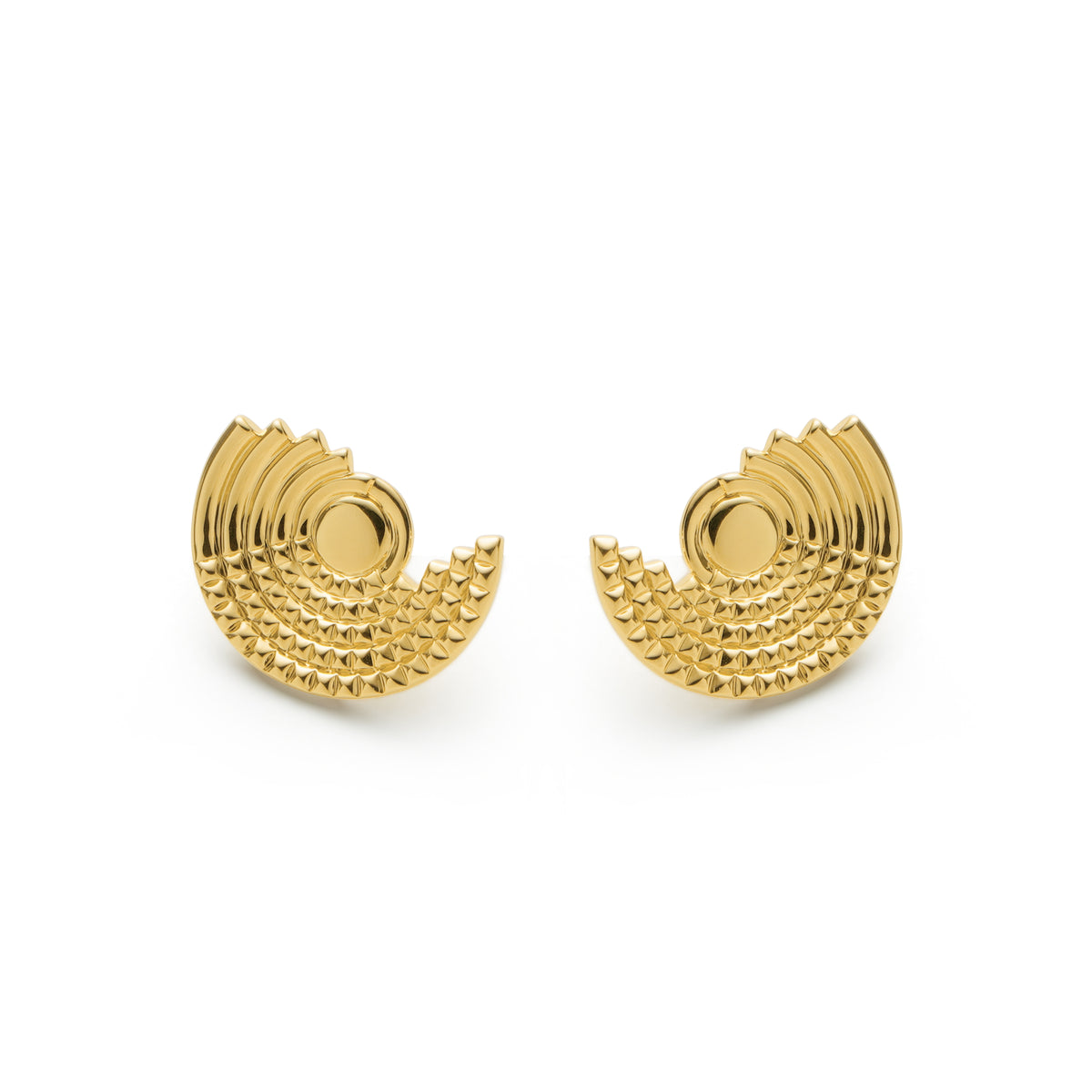 RSNY diamond pattern retro stud earrings - RSNY R2162B 铜镀金/银耳针 约24*18*3mm 钻石纹设计元素/半剖面几何造型/纯银高品质耳针/镜面级精工抛光